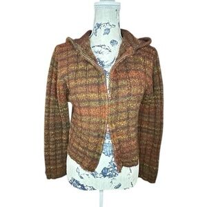 Jamie Scott Multicolor Knit Hooded Cardigan Sweater Size‎ M